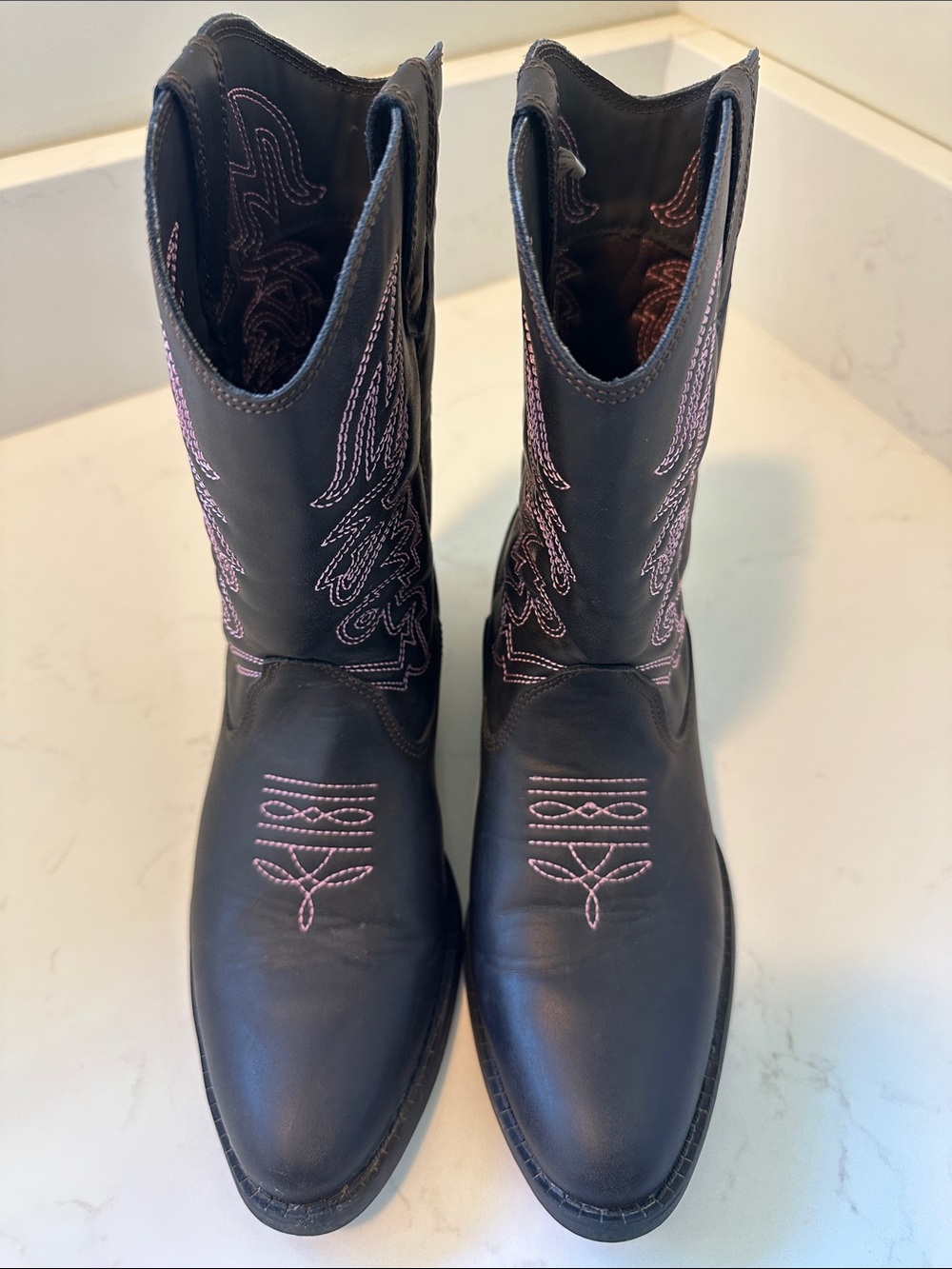 DEER STAGS Girl’s Western Boots with Pink Stitching